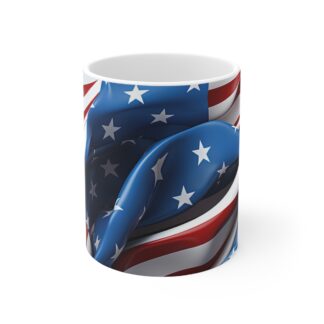 American Flag 11oz Coffee Mug — Patriotic Stars & Stripes Ceramic Cup