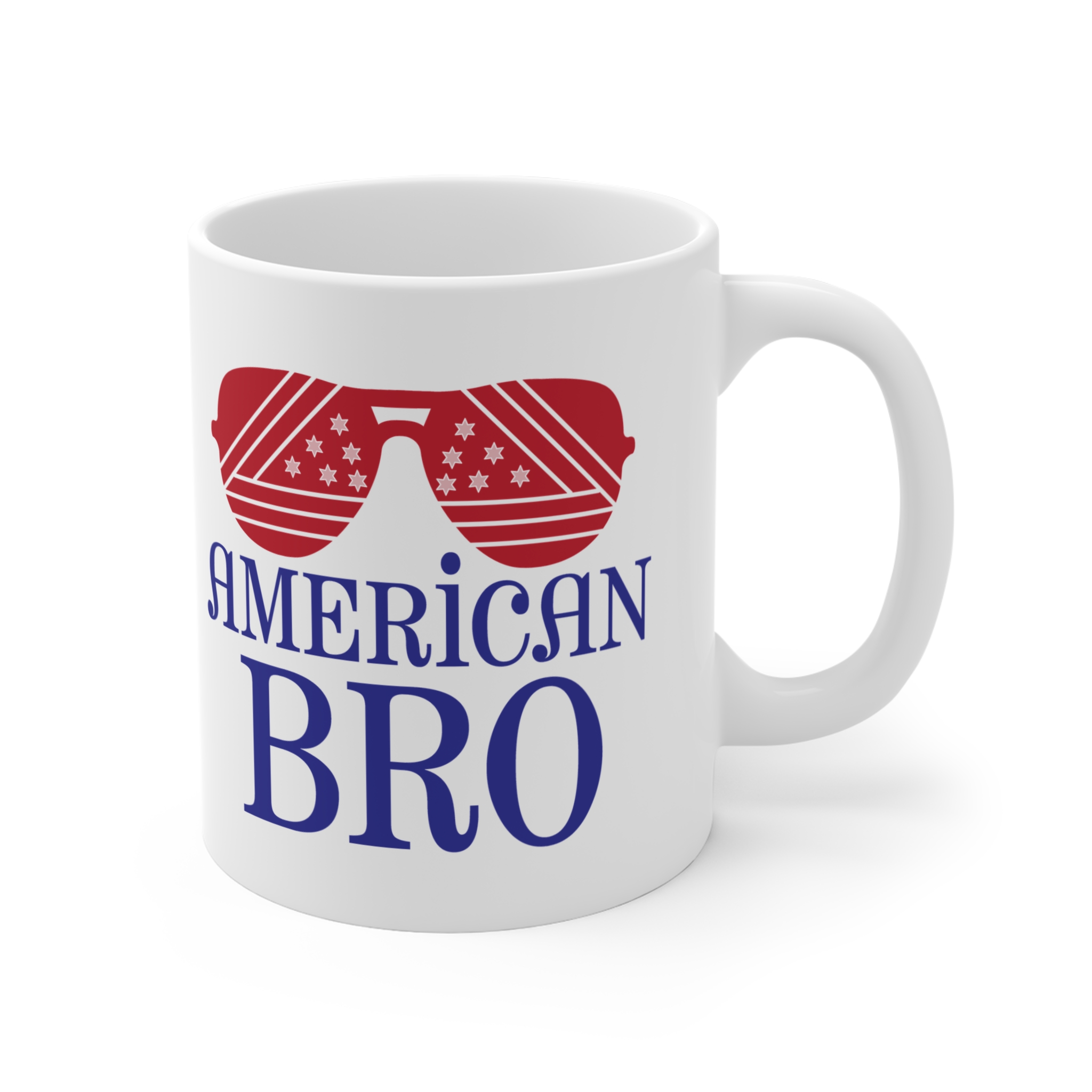 American Bro Mug — Patriotic 11oz Coffee Cup with Flag Sunglasses Design - Image 4