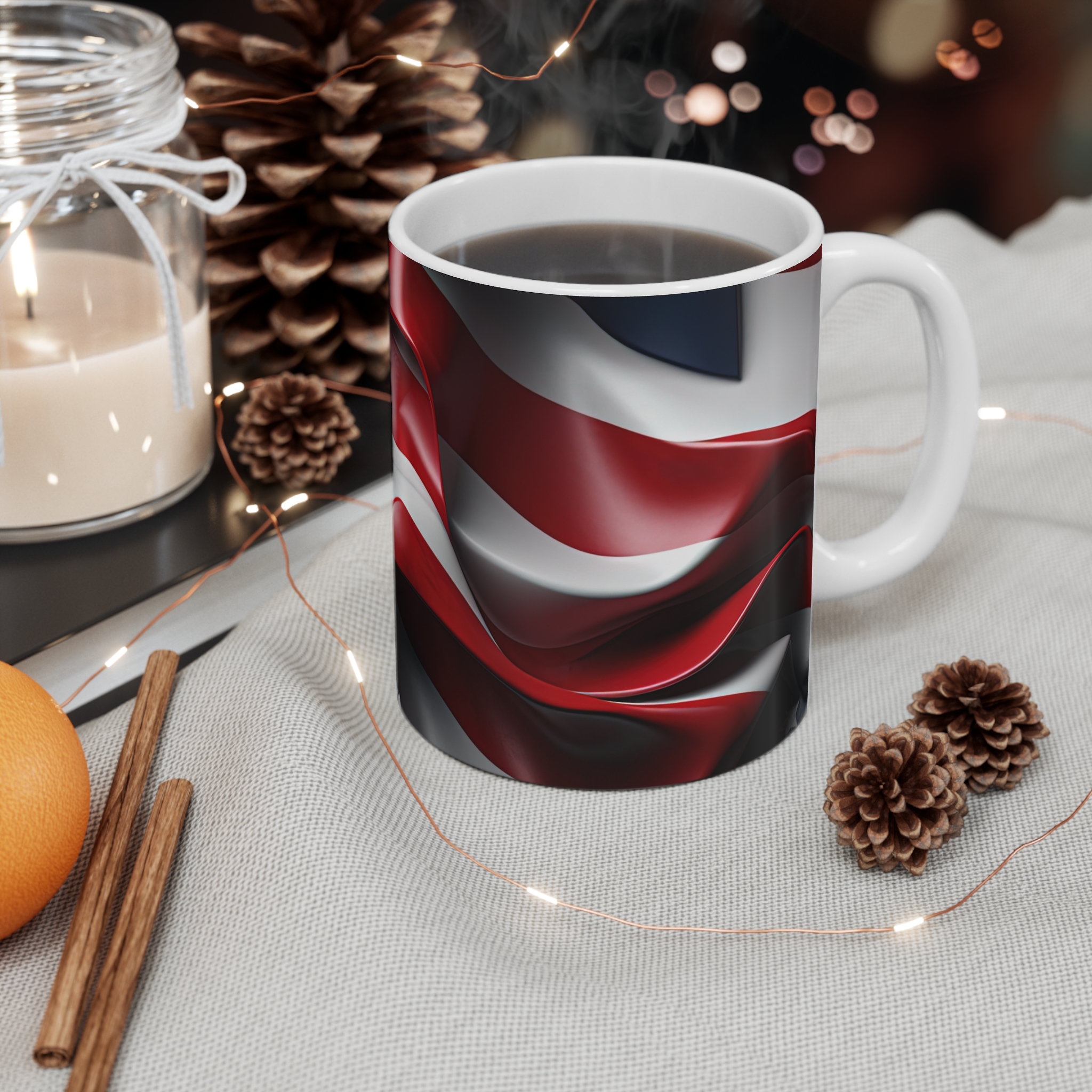 American Flag Coffee Mug – Vintage Waving USA Stars & Stripes 11oz - Image 4