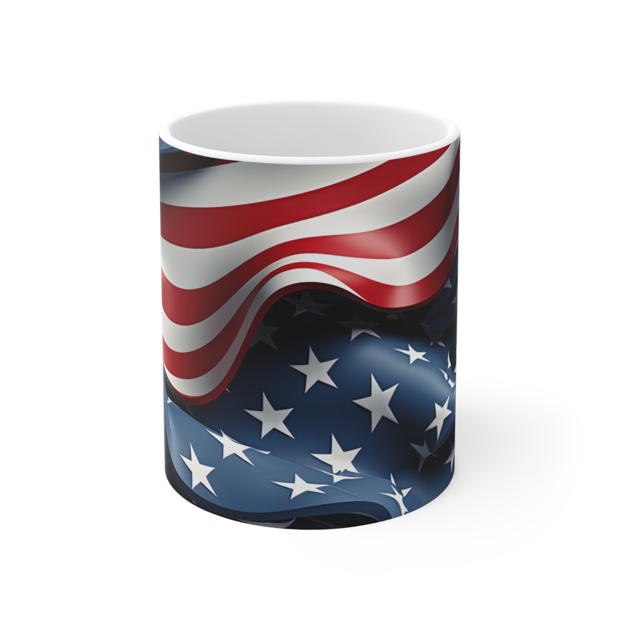 Patriotic American Flag 11oz Mug — Waving Stars & Stripes Coffee Cup