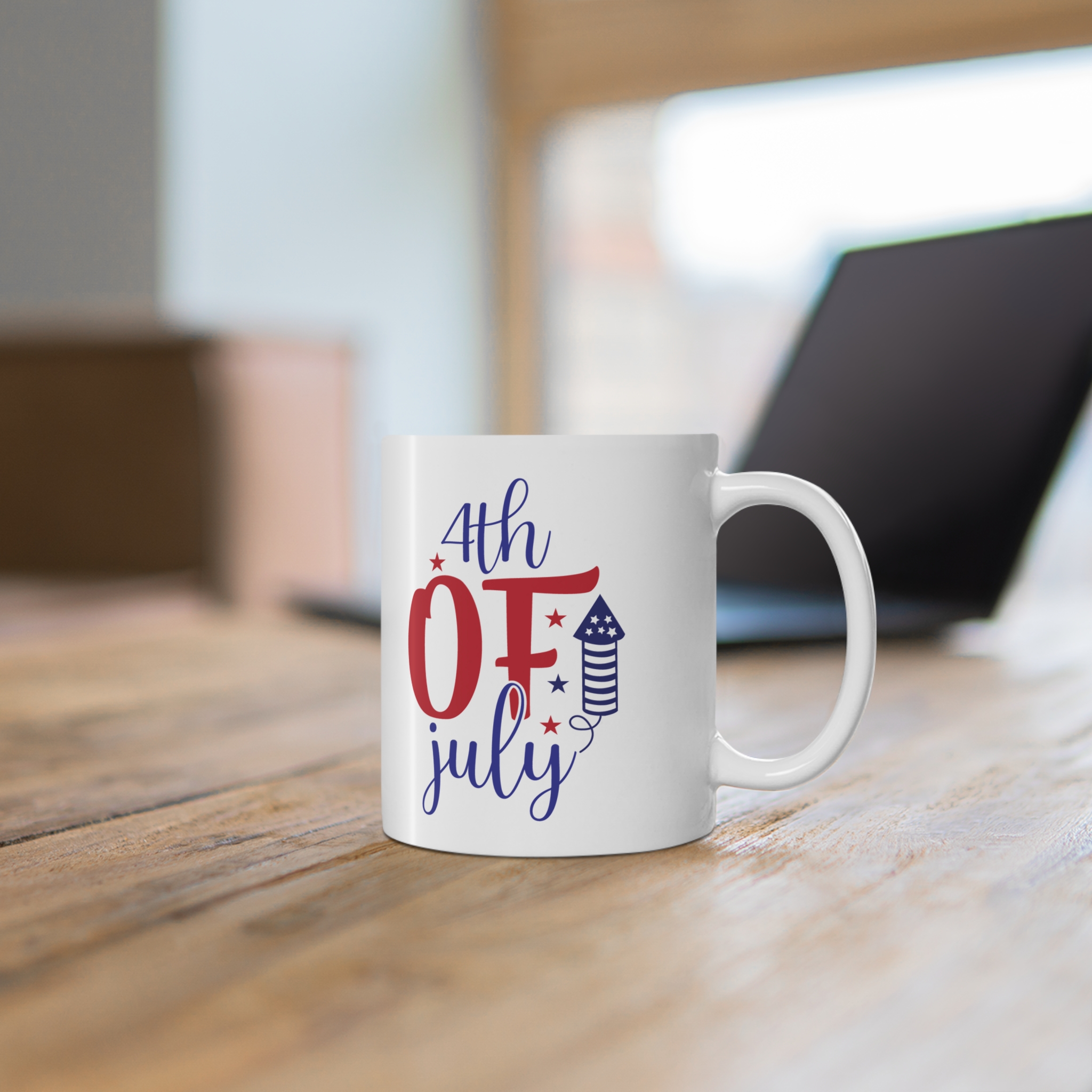 4th of July Mug – Patriotic 11oz Ceramic Coffee Cup with Firework Design - Image 6