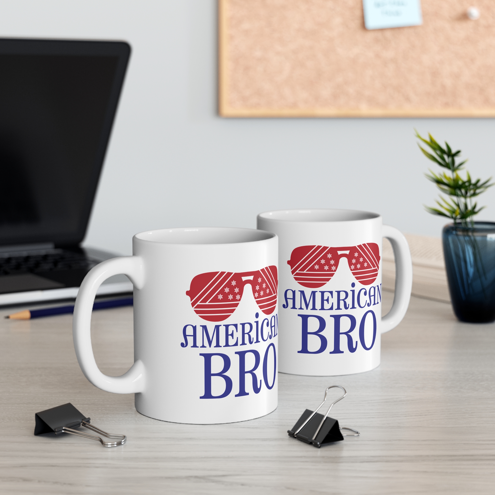 American Bro Mug — Patriotic 11oz Coffee Cup with Flag Sunglasses Design - Image 5